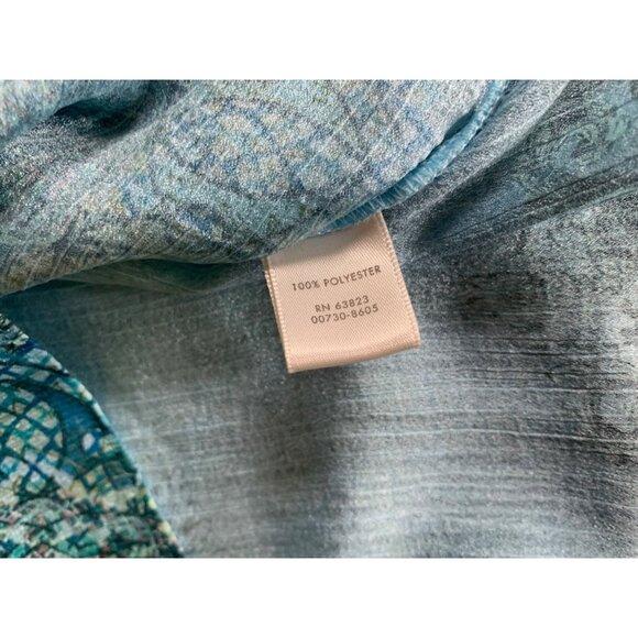 Christopher & Banks Womens Size Large Blue Patterned Polyester Blouse Beaded Det - Picture 3 of 14